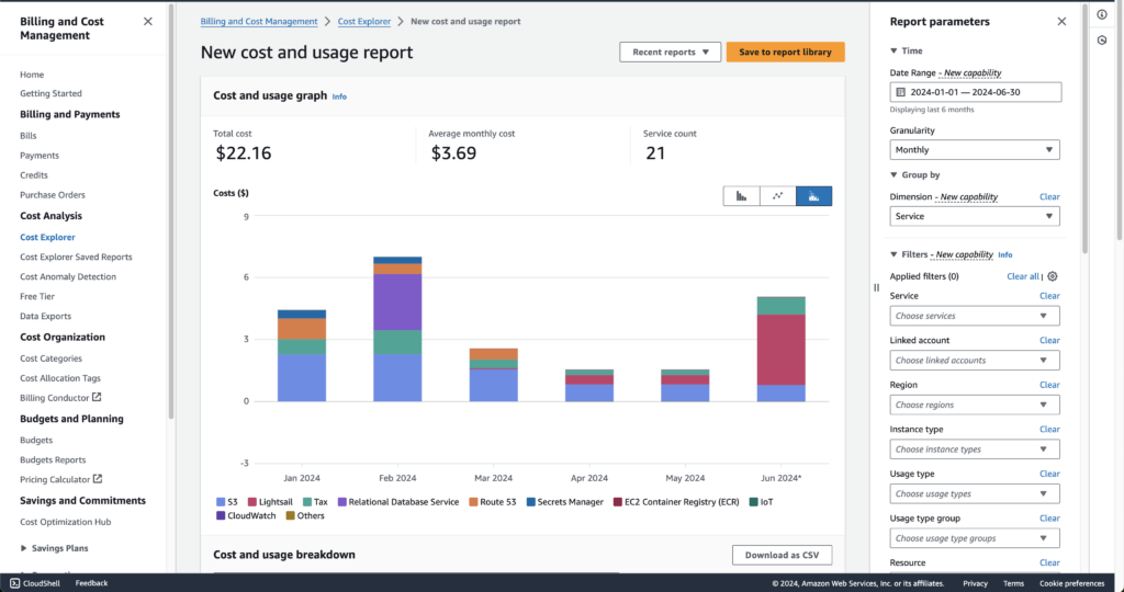 COst explorer in AWS